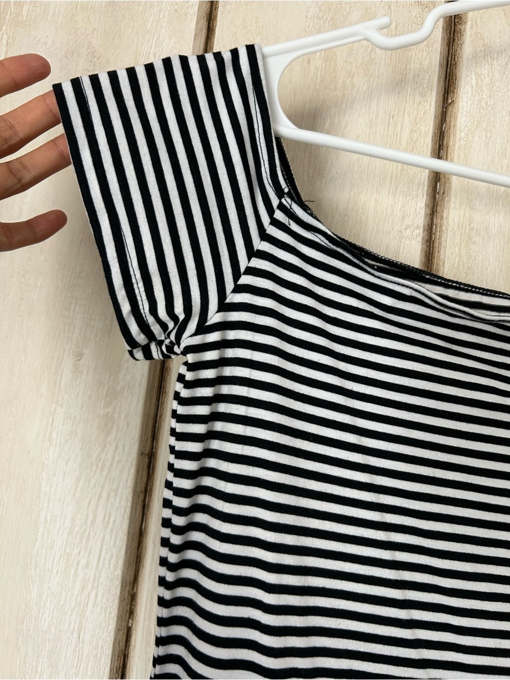 SHEIN Black and White Striped Off-Shoulder Mini Dress - Picture 3 of 5
